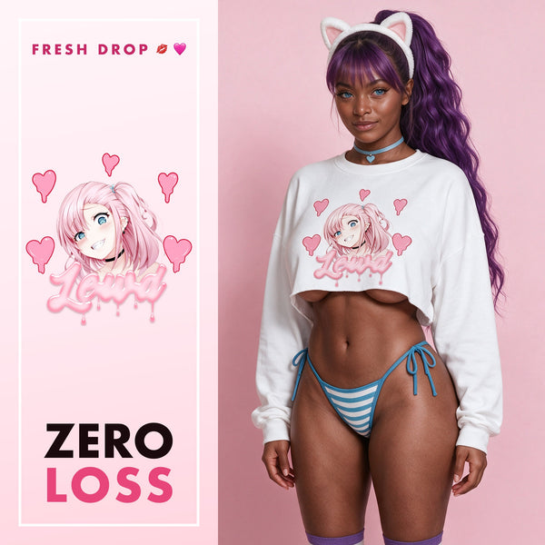Mogging Queen white crop sweatshirt, ZERO LOSS master thumbnail