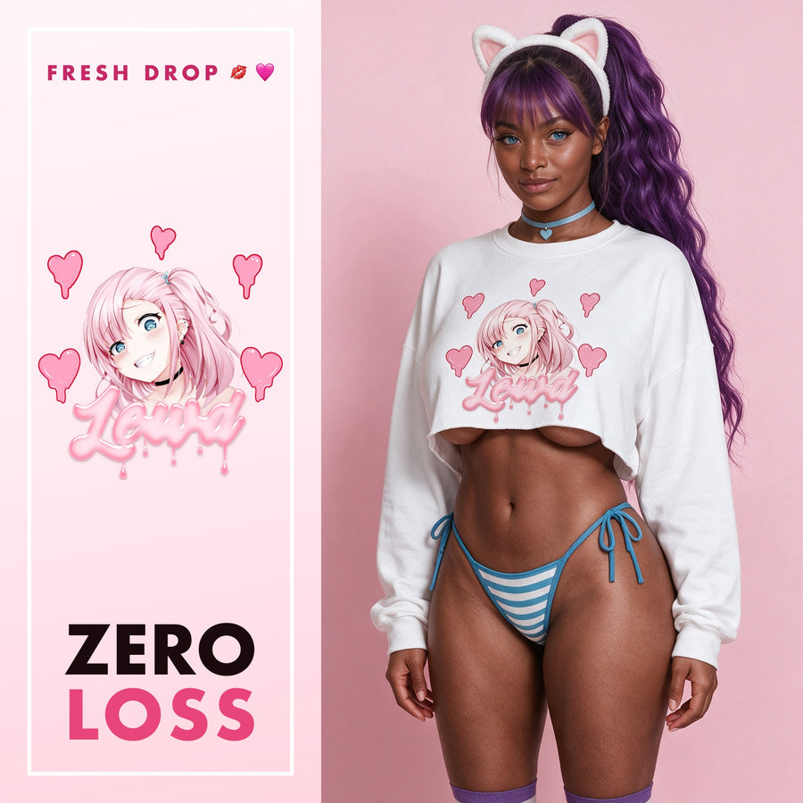 Mogging Queen white crop sweatshirt, ZERO LOSS master thumbnail