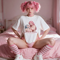 Spit In My Mouth Side Peek Top — Ecchi Edition — seated facing the camera