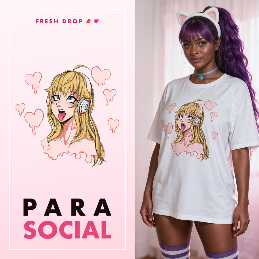 Anime Girlfriend White Oversized Shirt, Para Social master thumbnail