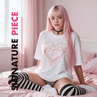 Pastel Goth Heart White Oversized Shirt — Signature Piece