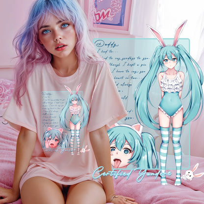 Pink Oversized Kawaii Neko Graphic Tee - Lewd Fashion