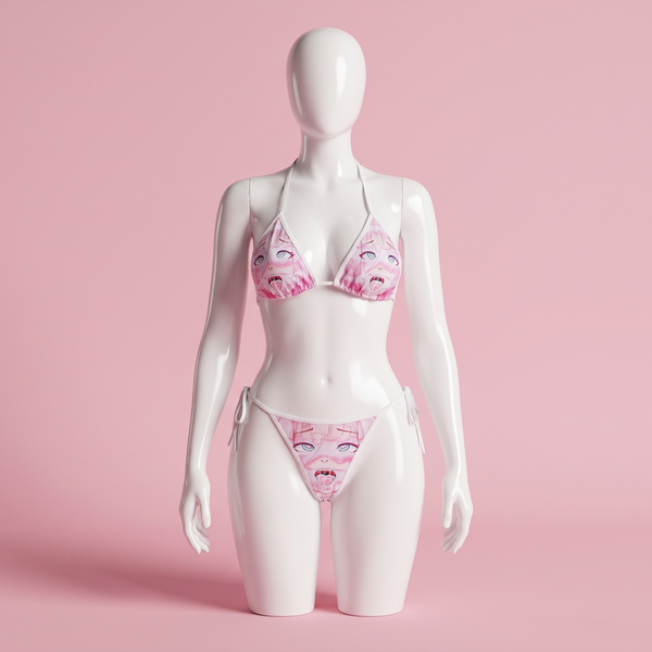 Ahegao Anime Beach Set | Pink Blue Waifu Bikini