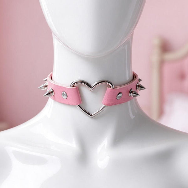Spiked Heart Choker on a mannequin