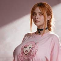 Ahegao Delulu pink oversized shirt listing video, front and back views