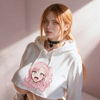 Ahegao Delulu White Crop Hoodie lookbook video - front and back of the ahegao face print white crop hoodie
