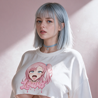 Ahegao Delulu White Crop Sweatshirt lookbook video - front and back of the ahegao face print white crop sweatshirt