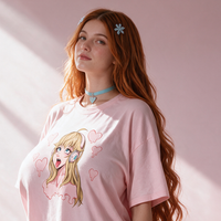 Anime Girlfriend Pink Oversized Shirt lookbook video - front and back of the anime girlfriend print pink oversized shirt