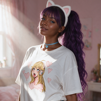 Anime Girlfriend White Oversized Shirt lookbook video - front and back of the anime girlfriend print white oversized shirt