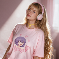 Lewd Otaku Pink Oversized Shirt lookbook video - front and back of the lewd otaku print pink oversized shirt