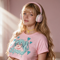 Magical Neko Pink Crop Top lookbook video - front and back of the magical neko print pink crop top