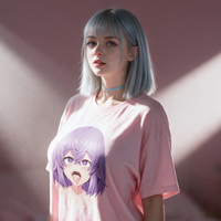 Purple Ahegao Pink Oversized Shirt lookbook video - front and back of the purple ahegao print pink oversized shirt