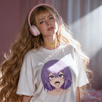 Purple Ahegao White Oversized Shirt lookbook video - front and back of the purple ahegao print white oversized shirt
