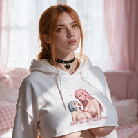 Spit In My Mouth White Crop Hoodie — Ecchi Edition — listing video