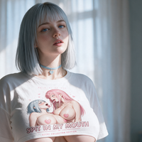 Spit In My Mouth White Crop Top — Ecchi Edition — listing video