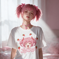 Strawberry Ahegao White Oversized Shirt lookbook video - front and back of the strawberry ahegao print white oversized shirt