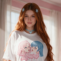 Yuri Tension Side Peek Top lookbook video - oversized white anime top with open side splits, front and back