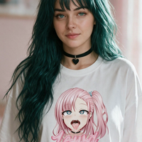 Ahegao Delulu white oversized shirt listing video, front and back views