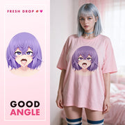 Purple Ahegao Pink Oversized Shirt
