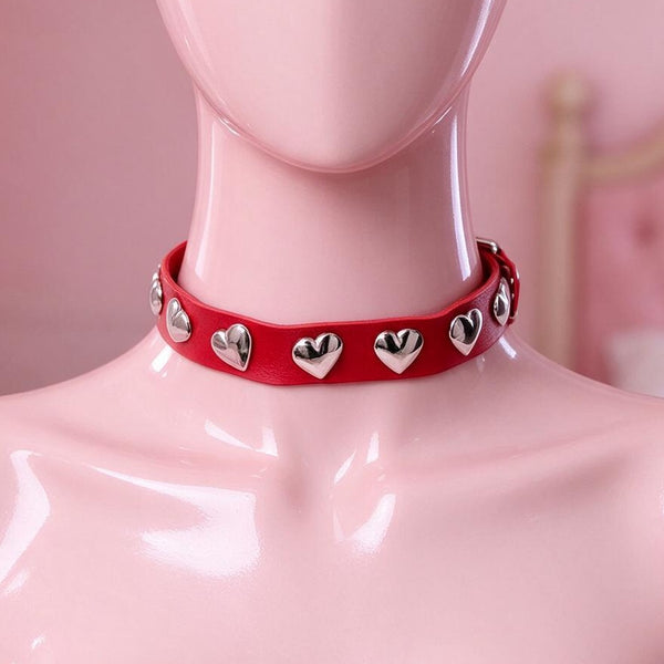 Red Heart Choker on a mannequin