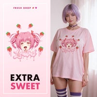Strawberry Ahegao Pink Oversized Shirt, Extra Sweet master thumbnail