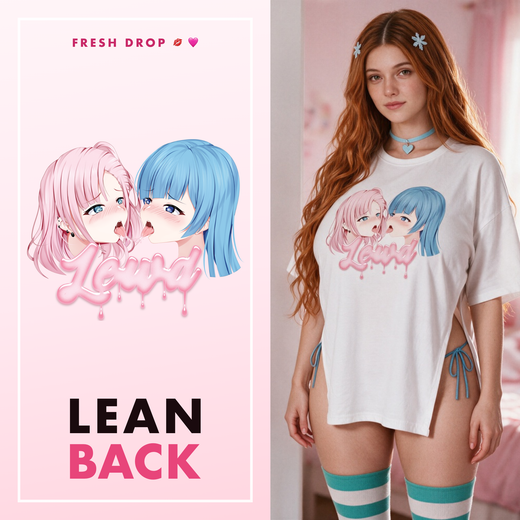 Yuri tension side peek top anime kiss print, Lean Back master thumbnail