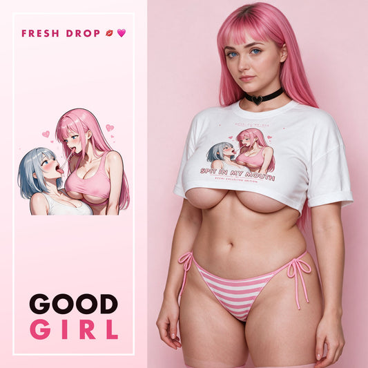 Spit In My Mouth White Crop Top, Collection Edition — master thumbnail