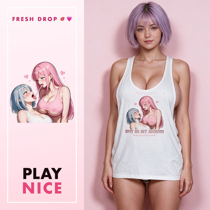Spit In My Mouth White Racerback Tank | Collection Edition