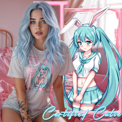 Unleash Your Inner Anime Thirst Trap: Epic Bunnygirl Oversized Cotton T - Shirt - Lewd Fashion