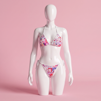 Ahegao Chaos Bikini on a white hourglass mannequin in a pink studio