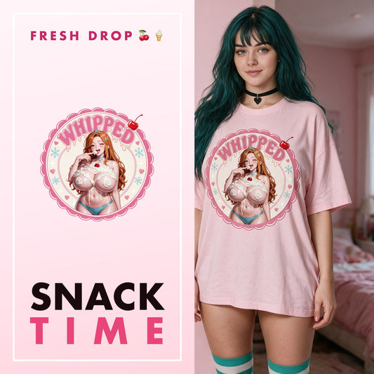 Whipped Pink Oversized Shirt — Whipped Collection by LewdFashion, Hime whipped cream cherry badge