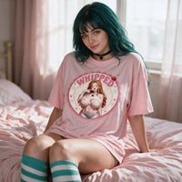 Whipped Pink Oversized Shirt on Suki — whipped cream anime print pink oversized shirt, look 11