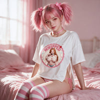 Whipped Side Peek Top on Momo — whipped cream anime print side peek top, look 11