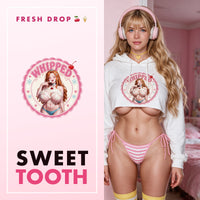 Whipped White Crop Hoodie — Whipped Collection by LewdFashion, Hime whipped cream cherry badge