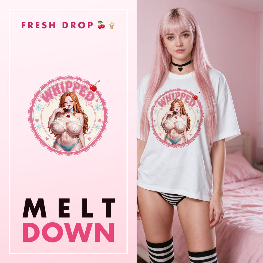 Whipped White Oversized Shirt — Whipped Collection by LewdFashion, Hime whipped cream cherry badge