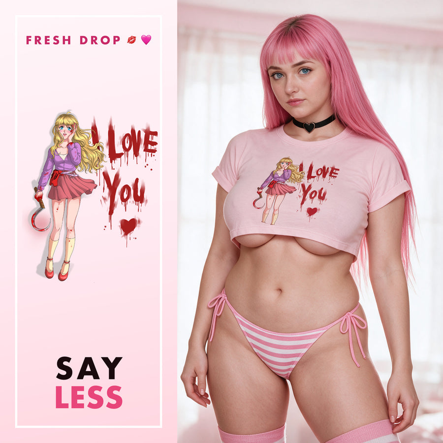 Yandere Confession Pink Crop Top, master thumbnail