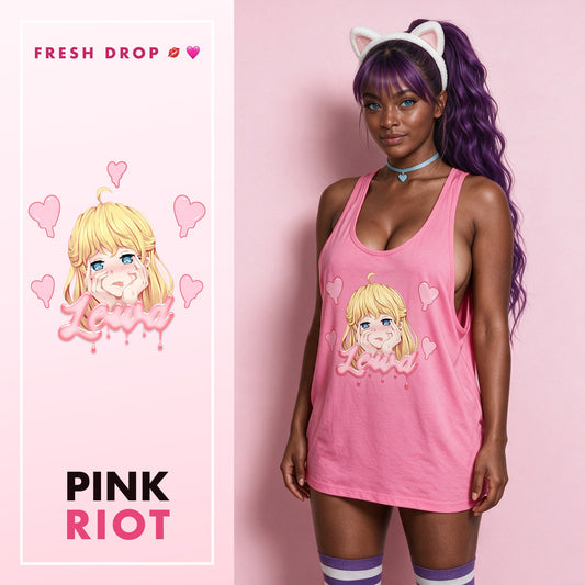 Yandere Crashout Hot Pink Racerback Tank Top, master thumbnail — PINK RIOT