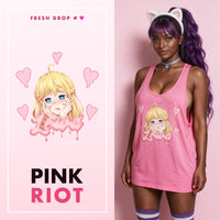 Yandere Crashout Hot Pink Racerback Tank Top, master thumbnail — PINK RIOT
