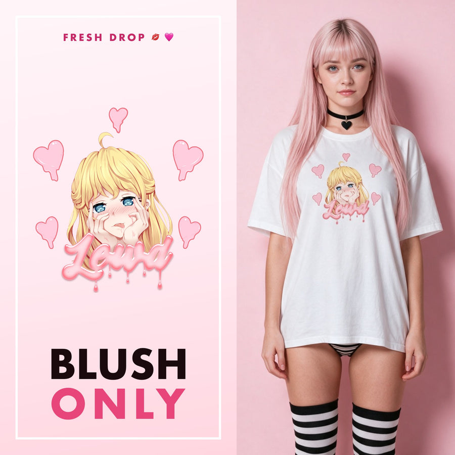 Yandere Crashout White Oversized Shirt, master thumbnail — BLUSH ONLY