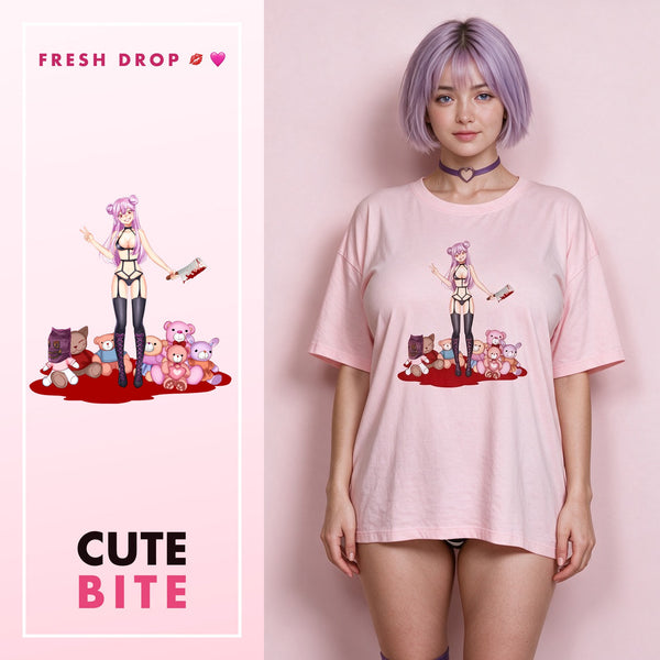 Yandere Playdate Pink Oversized Shirt, master thumbnail