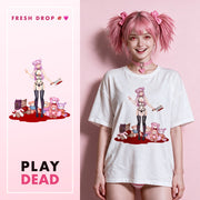 Yandere Playdate T-shirt Oversize Blanc