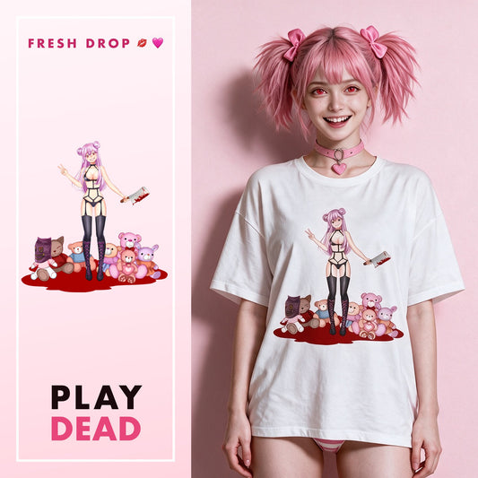 Yandere Playdate White Oversized Shirt, master thumbnail
