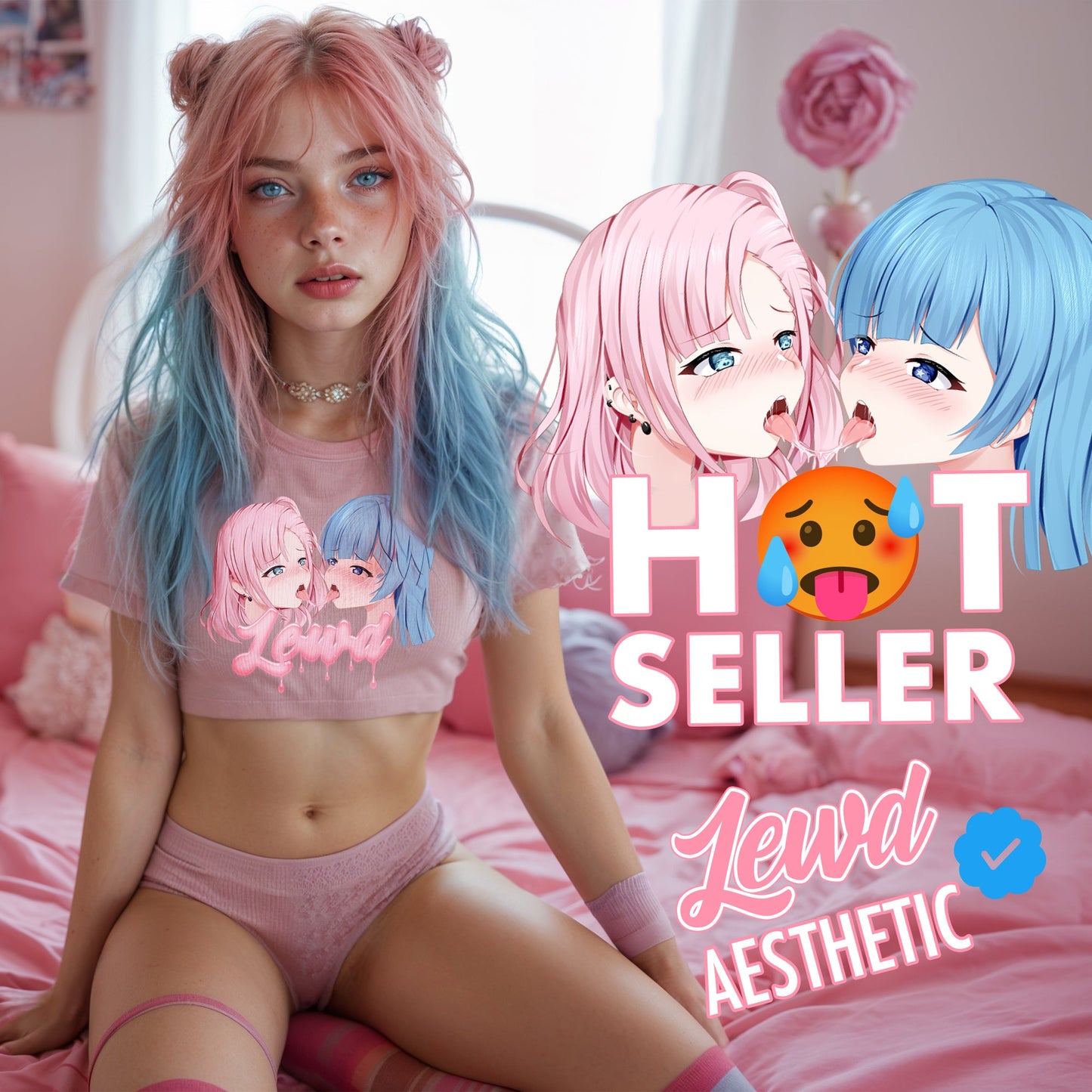 Yuri Pink Crop Top: Channel Your Inner Waifu with Bold, Flirty Vibes! - Lewd Fashion