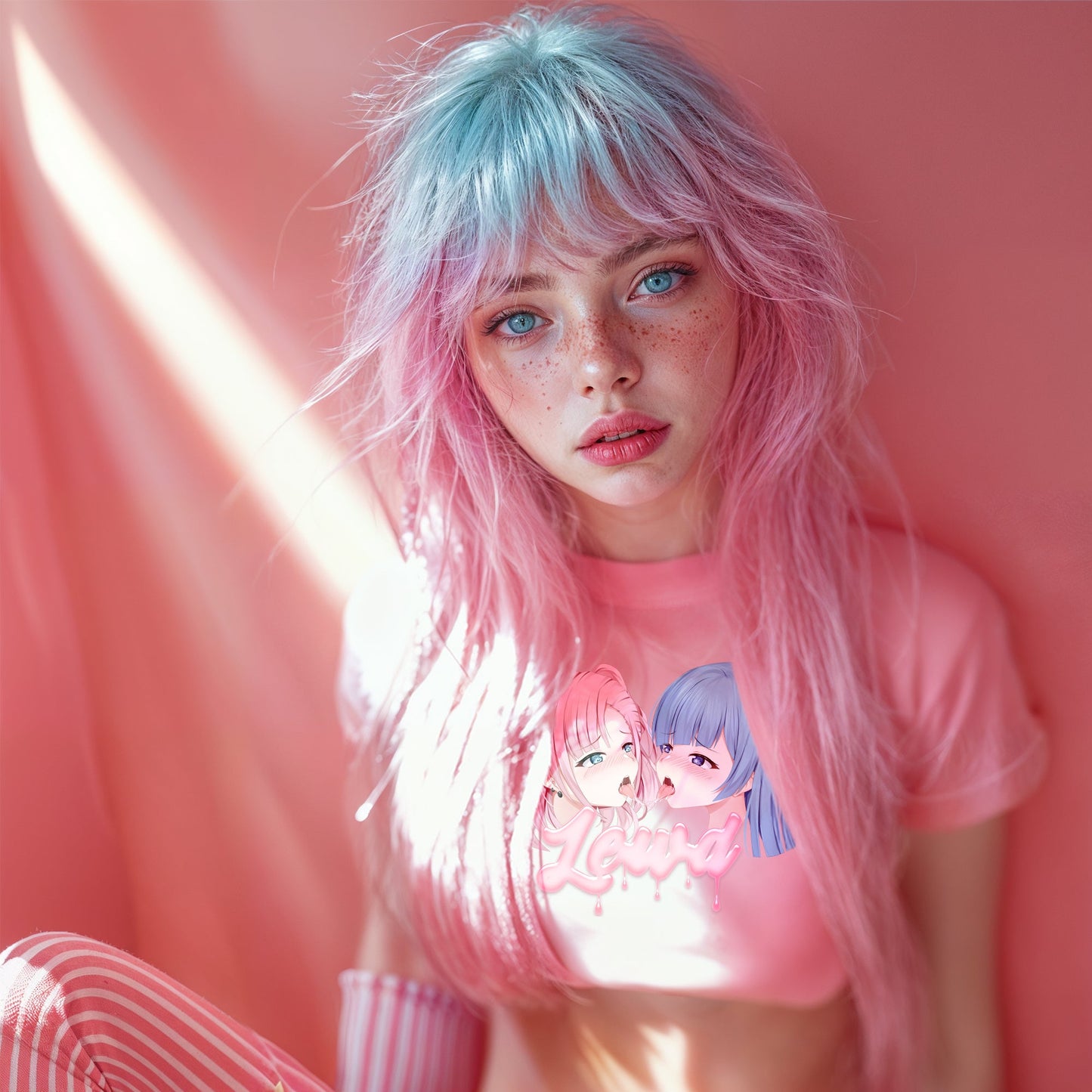 Yuri Pink Crop Top: Channel Your Inner Waifu with Bold, Flirty Vibes! - Lewd Fashion