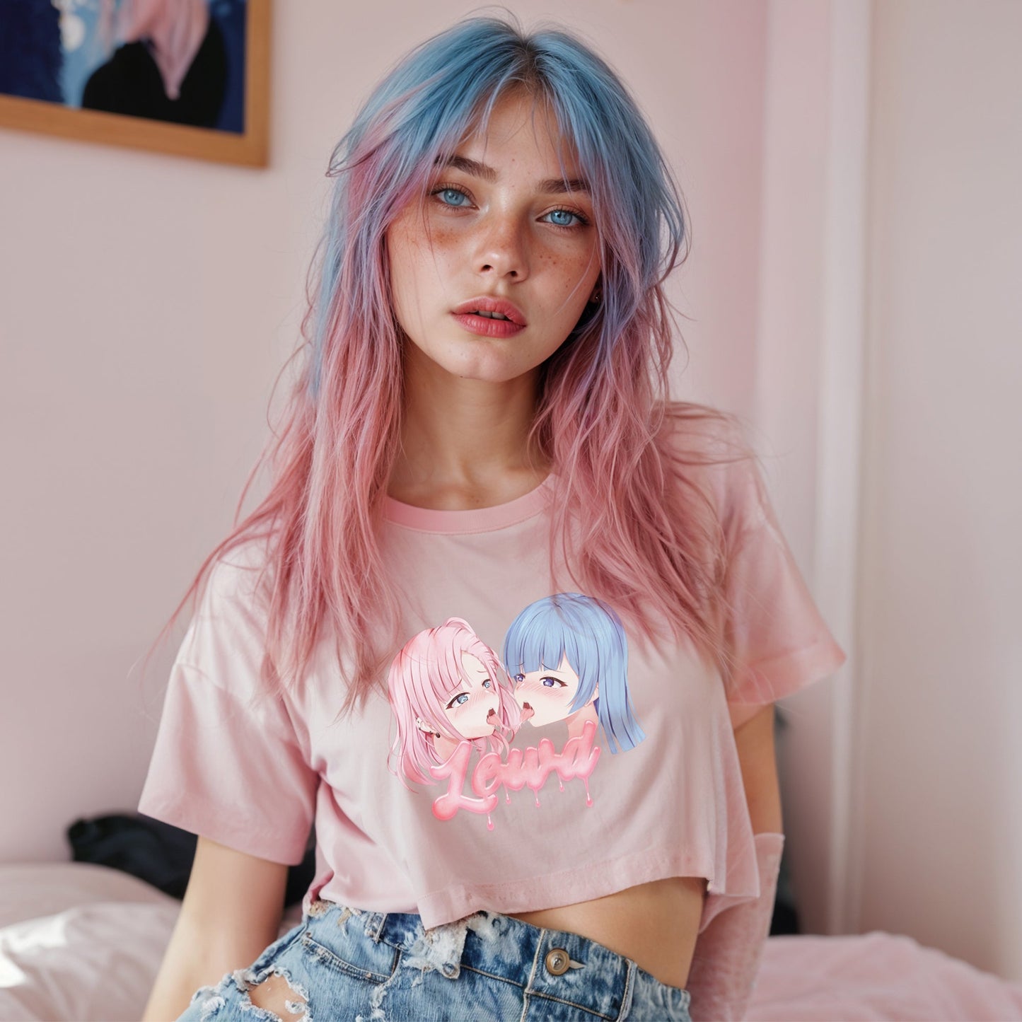 Yuri Pink Crop Top: Channel Your Inner Waifu with Bold, Flirty Vibes! - Lewd Fashion