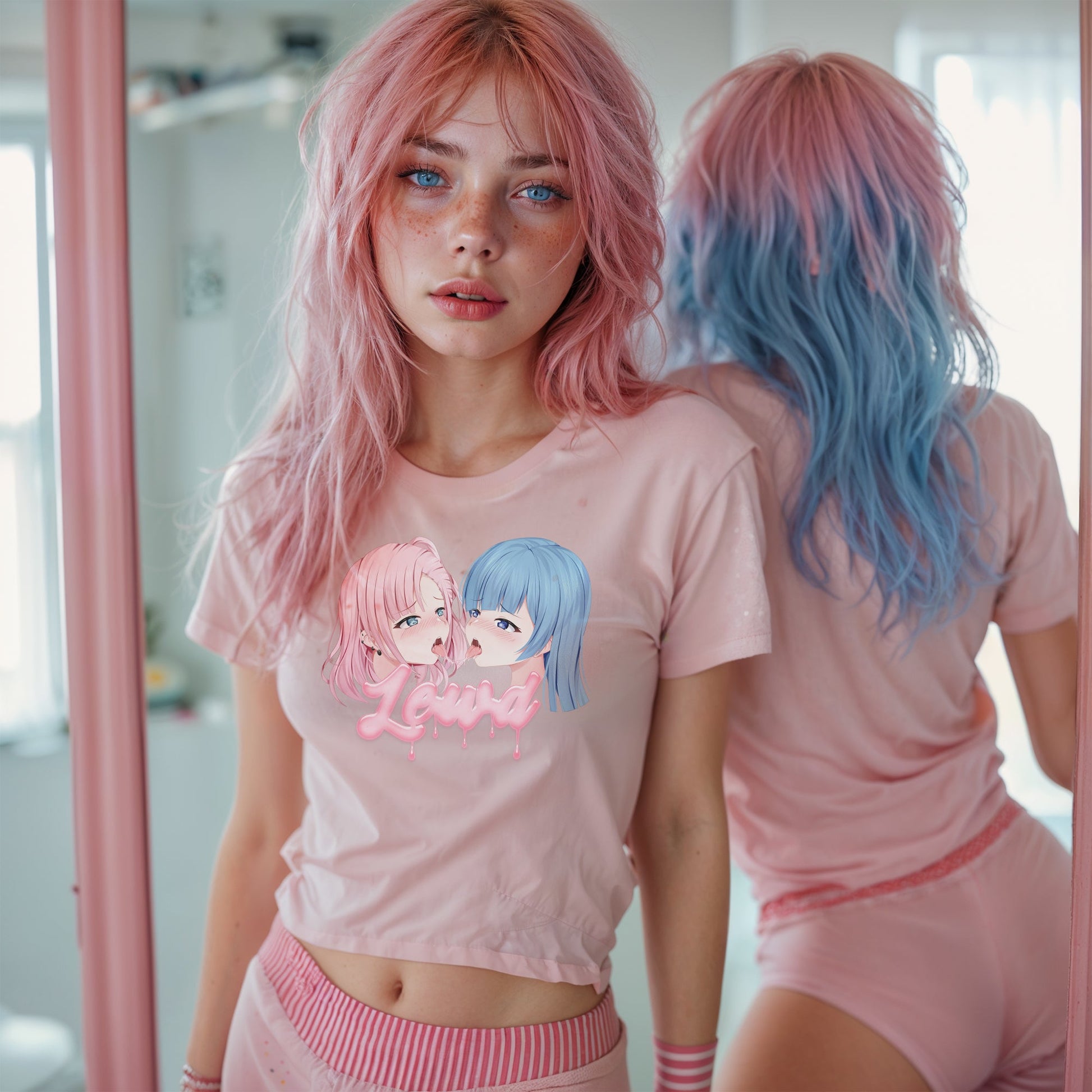 Yuri Pink Crop Top: Channel Your Inner Waifu with Bold, Flirty Vibes! - Lewd Fashion