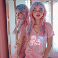Yuri Pink Oversized T - Shirt: Channel Your Inner Waifu with Bold, Flirty Vibes! - Lewd Fashion