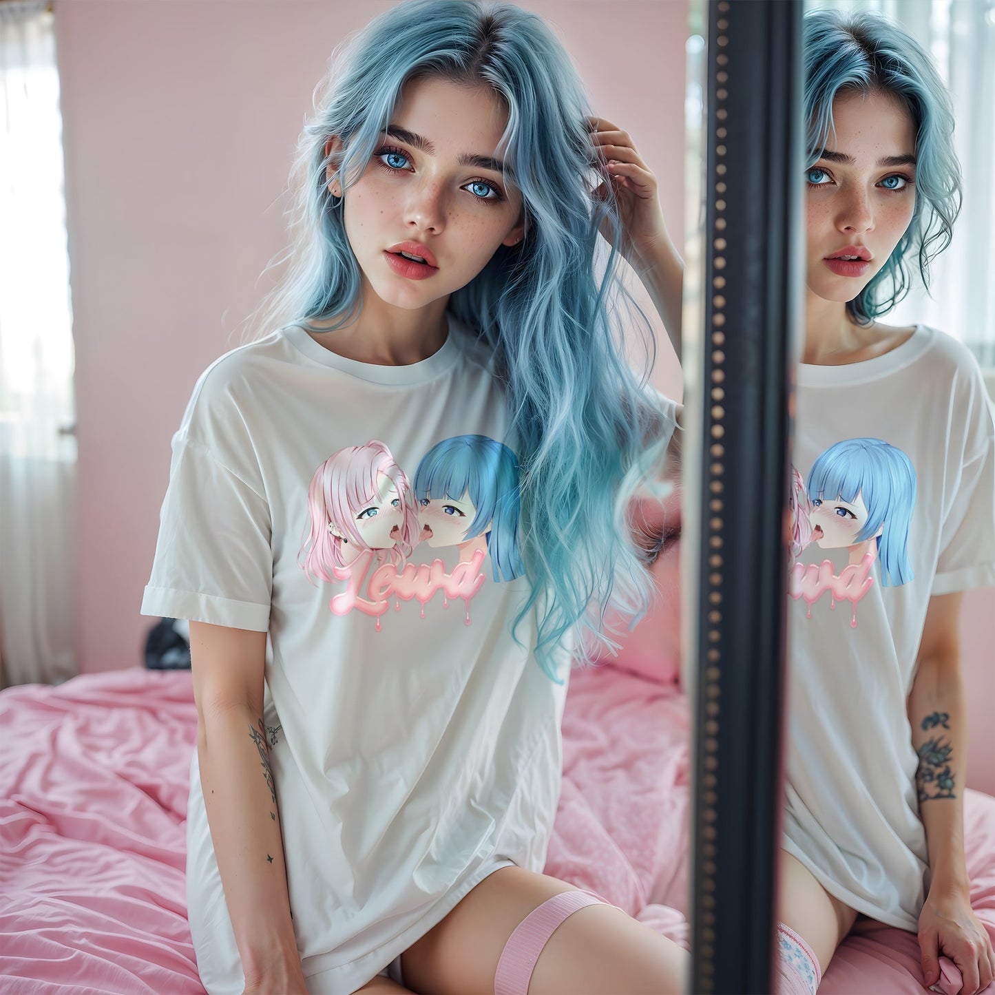 Yuri White Oversized T - Shirt: Channel Your Inner Waifu with Bold, Flirty Vibes! - Lewd Fashion