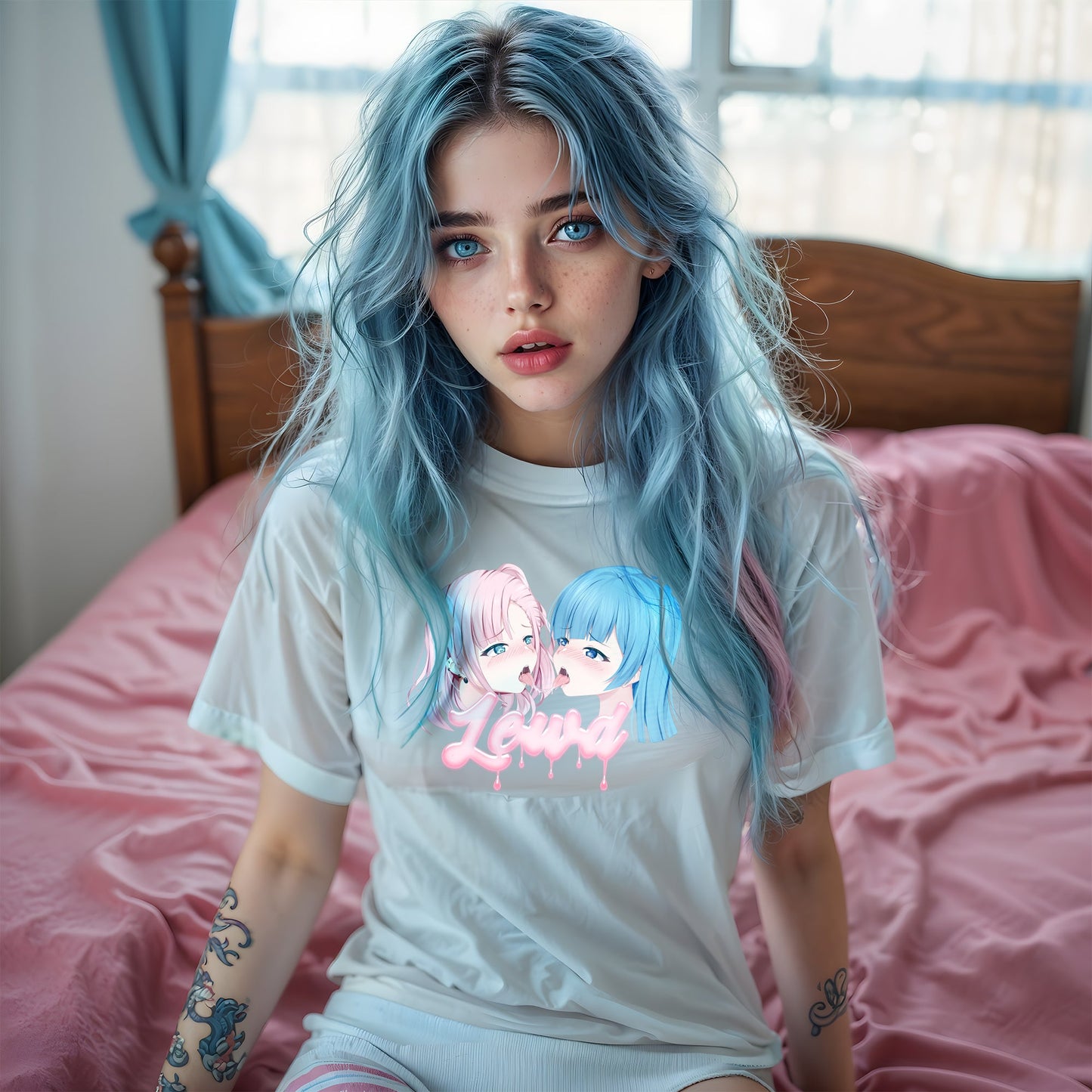 Yuri White Oversized T - Shirt: Channel Your Inner Waifu with Bold, Flirty Vibes! - Lewd Fashion