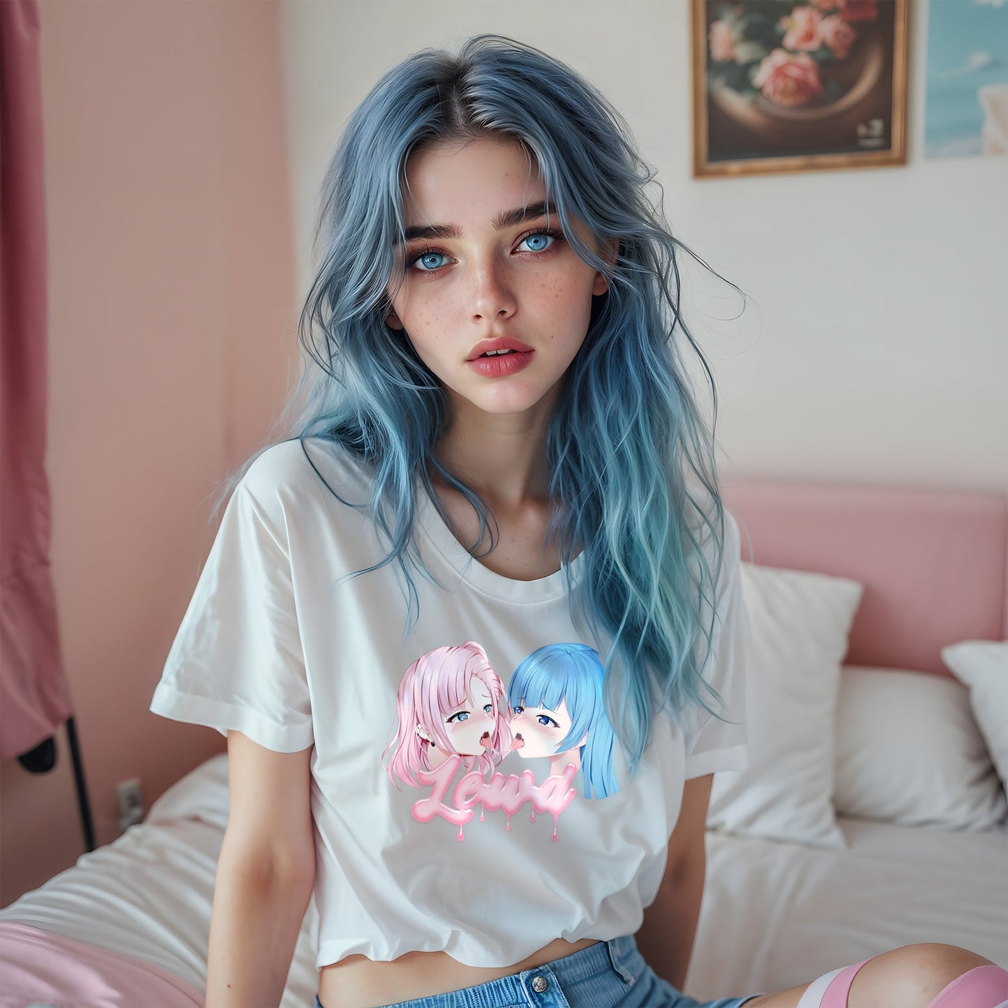 Yuri White Oversized T - Shirt: Channel Your Inner Waifu with Bold, Flirty Vibes! - Lewd Fashion